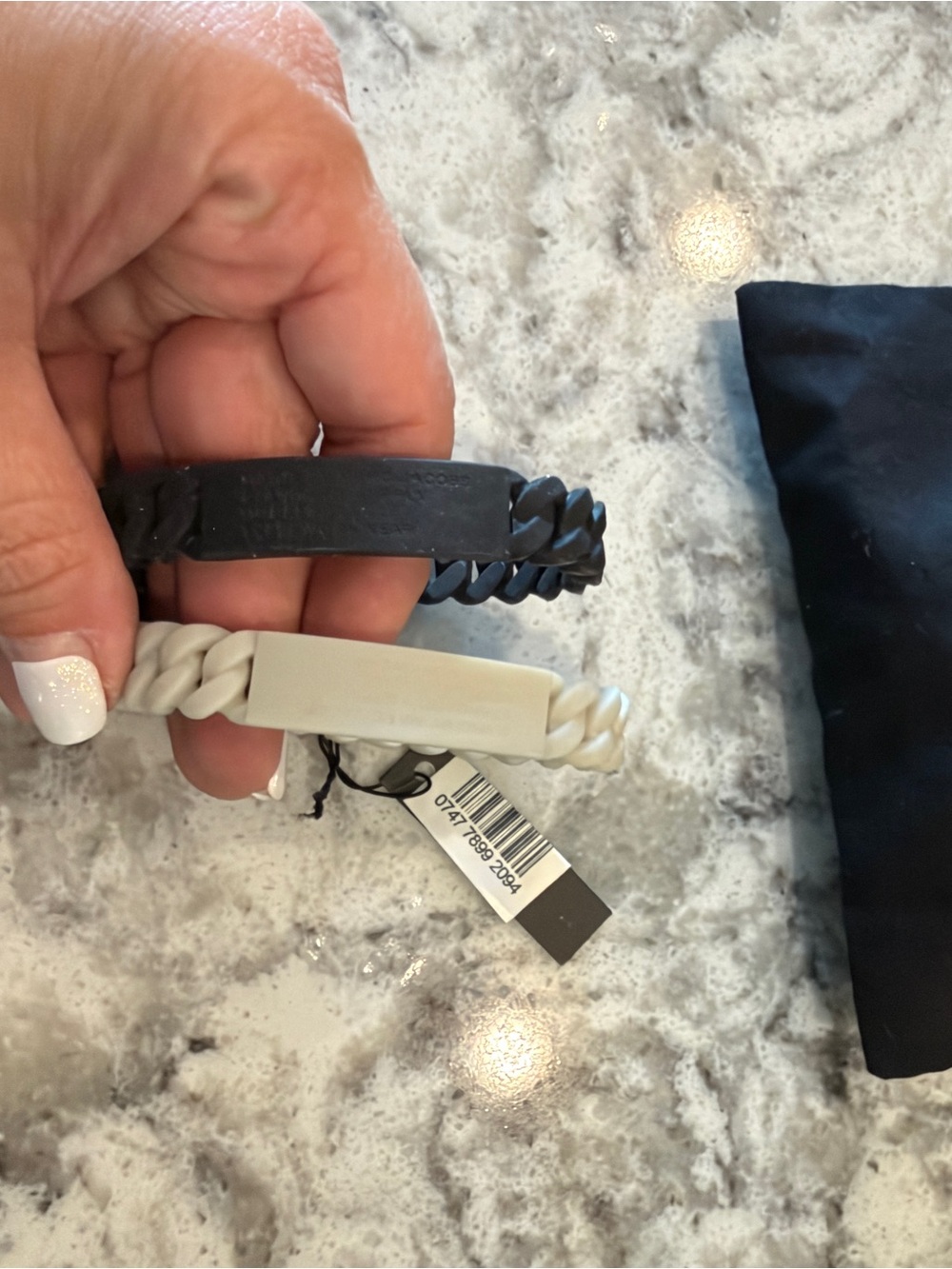 Set of Two Marc Jacob’s Silicone Braided ID Bracelets - Black and White